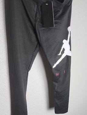 Nike Kidss Black Leggings with Large White Jumpman